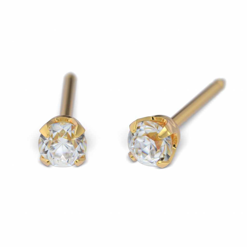 18kt GG Erstohlstecker 3mm Kristall für Ohrlochstechen ®️studex