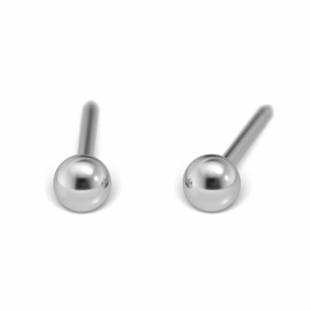 18kt Erstohlstecker 3mm Kugel, GG Rhodiniertfür Ohrlochstechen ®️studex
